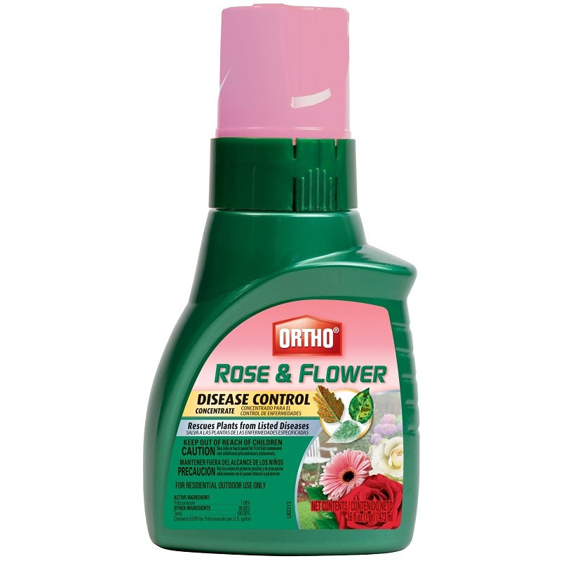 Ortho 9900810 Concentrated Rose and Flower Disease Control, Liquid, Clear/Yellow, 16 oz Bottle