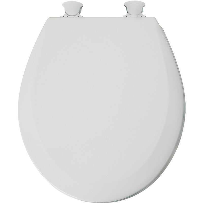 Mayfair 41ECDG-000 Toilet Seat, 16-1/2 in L, 14.63 in W, Round, Wood, White, Twist Hinge