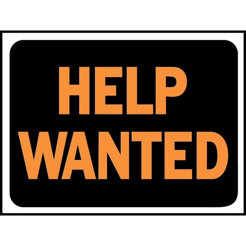 Hy-Ko Hy-Glo Series 3034 Identification Sign, Rectangular, HELP WANTED, Fluorescent Orange Legend, Black Background (Pack of 10)