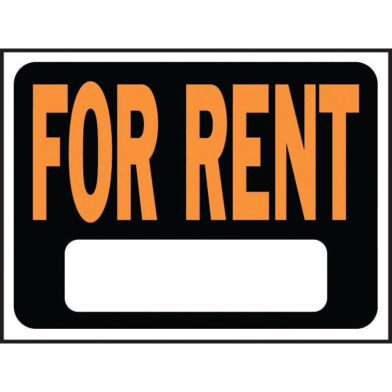 Hy-Ko Hy-Glo Series 3005 Identification Sign, 8-1/2 x 12 in Dimensions, Rectangular, FOR RENT, Fluorescent Orange Legend (Pack of 10)