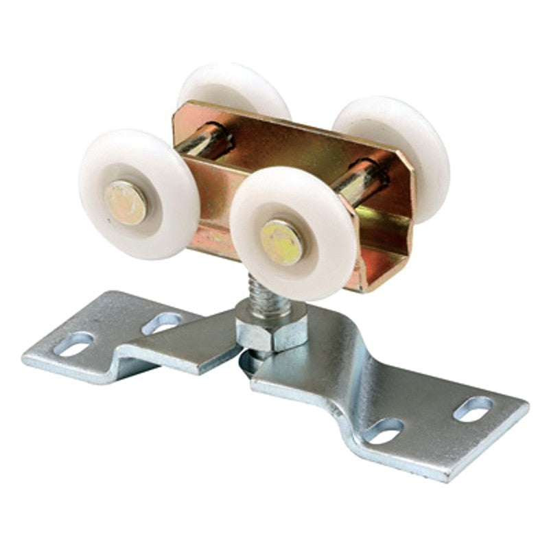 Prime-Line N 7410 Door Roller, 1 in Dia Roller, 1-3/16 in W Roller, Steel, 4-Roller, 80 lb, Top Mounting