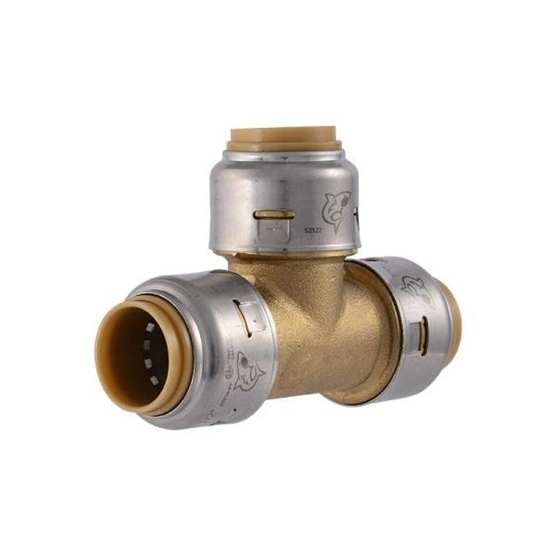 SharkBite Max UR362A Pipe Tee, 1/2 x 1/2 x 1/2 in, PTC x PTC x PTC, Brass, 250 psi Pressure