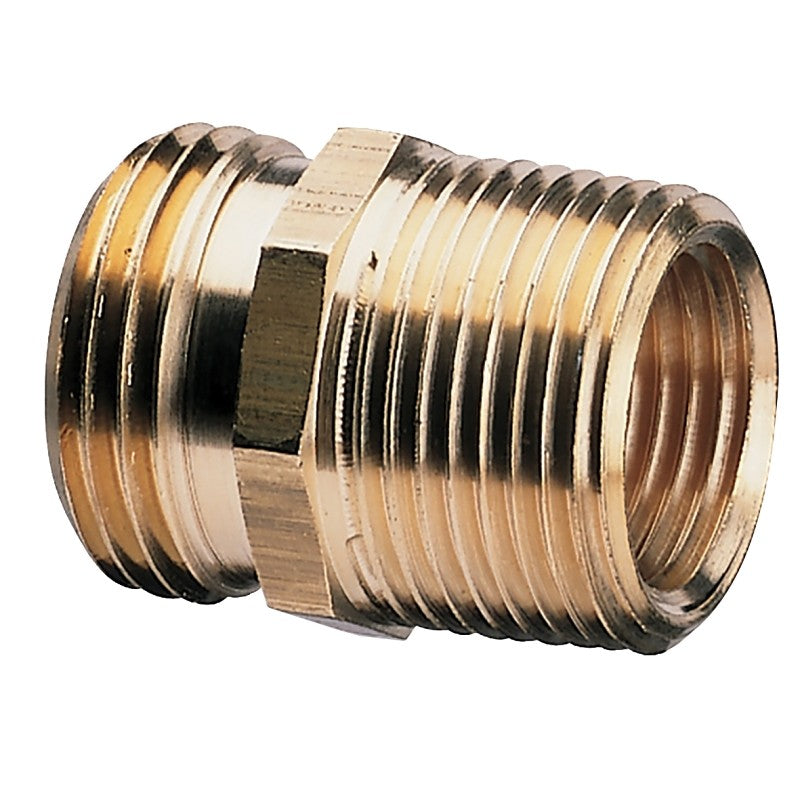 Gilmour 877054-1001 Hose Adapter, 3/4 x 3/4 x 1/2 in, MNH x MNPT x FNPT, Brass, For: Garden Hose