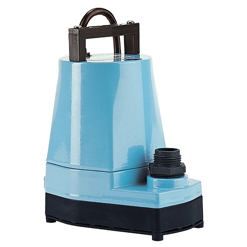 Little Giant 505005 Submersible Utility Pump, 115 V, 0.166 hp, 1 in Outlet, 26.3 ft Max Head, 1200 gph, Nylon Impeller