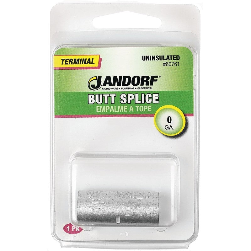 Jandorf 60761 Butt Splice Connector, #0 AWG Wire, Copper Contact, 1/PK