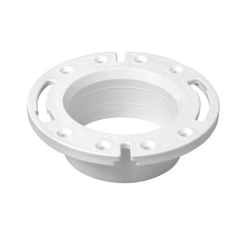 Oatey 43587 Closet Flange, 4 in Connection, PVC, White, For: Most Toilets