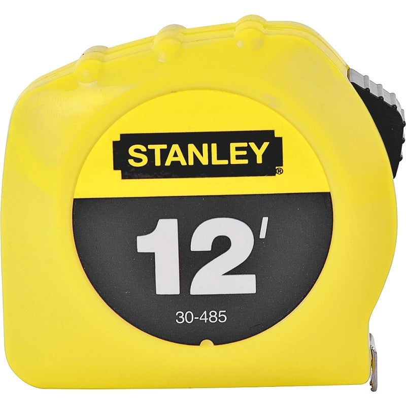 STANLEY 30-485 Measuring Tape, 12 ft L Blade, 1/2 in W Blade, Steel Blade, ABS Case, Yellow Case