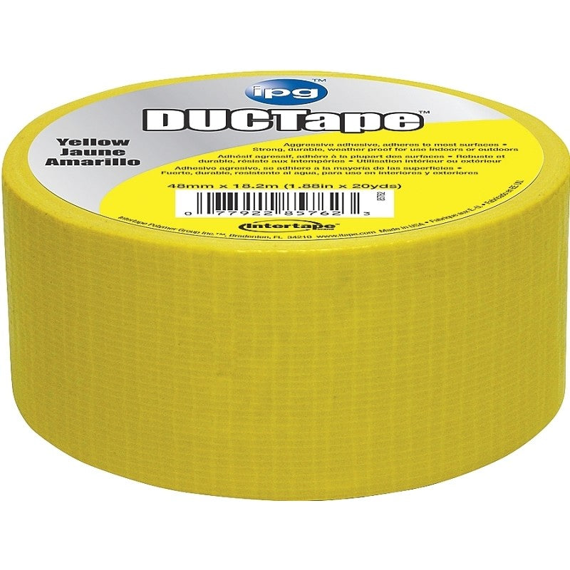 IPG 6720YEL Duct Tape, 20 yd L, 1.88 in W, Cloth Backing, Yellow