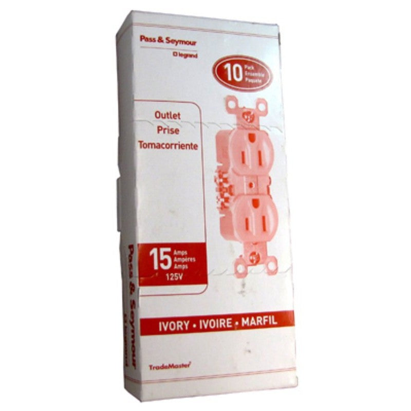 Legrand 3232ICP8 Duplex Receptacle Outlet, 2 -Pole, 15 A, 125 V, Back, Push-In, Side Wiring, NEMA: 5-15R