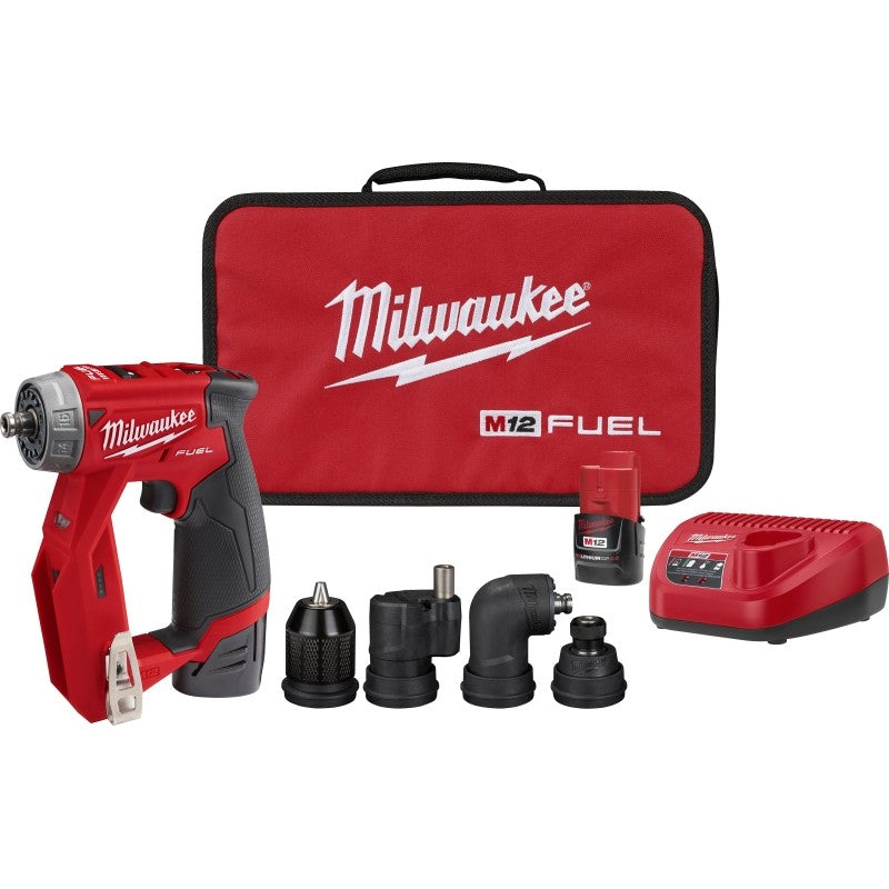 Milwaukee 2505-22 Drill/Driver Kit, Battery Included, 12 V, 3/8 in Chuck, Keyless Chuck