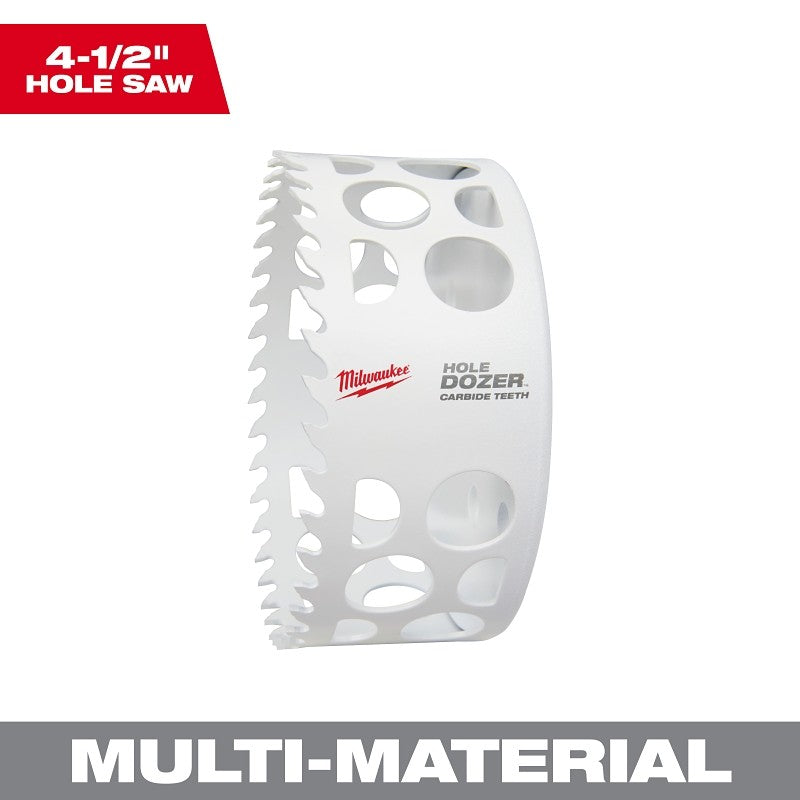 Milwaukee 49-56-0746 Hole Dozer, 4-1/2 in Dia, 1.62 in D Cutting, 4 TPI, Carbide Cutting Edge