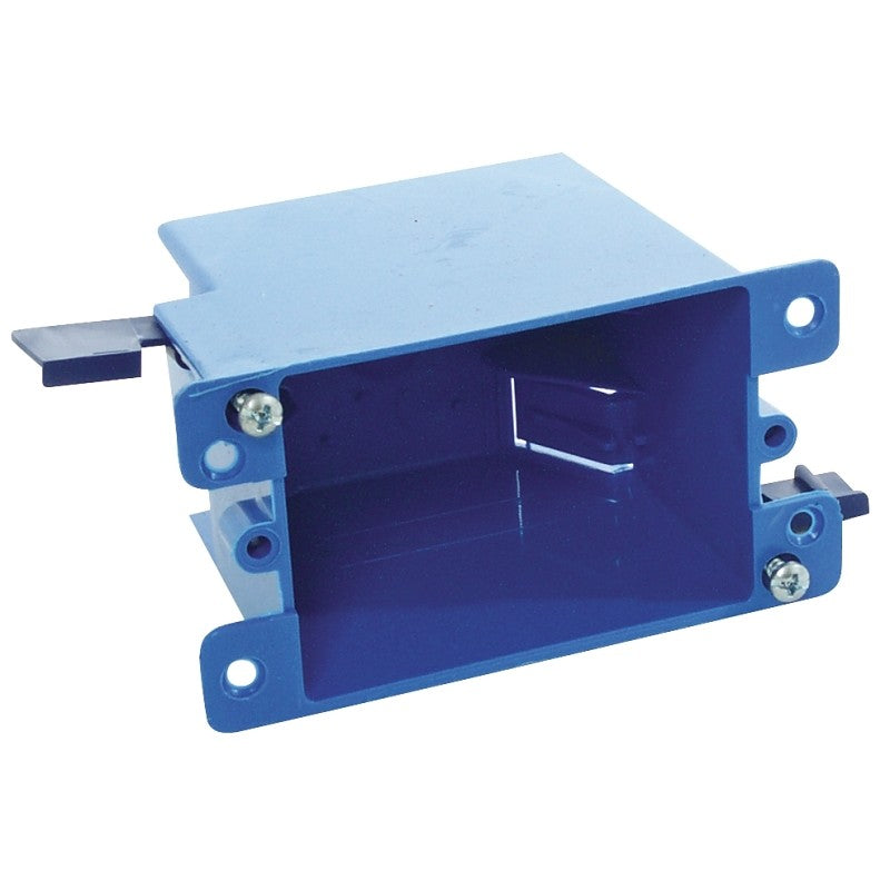 Carlon B114R-UPC Outlet Box, 14 cu-in, 1-Gang, PVC, Blue, Clamp