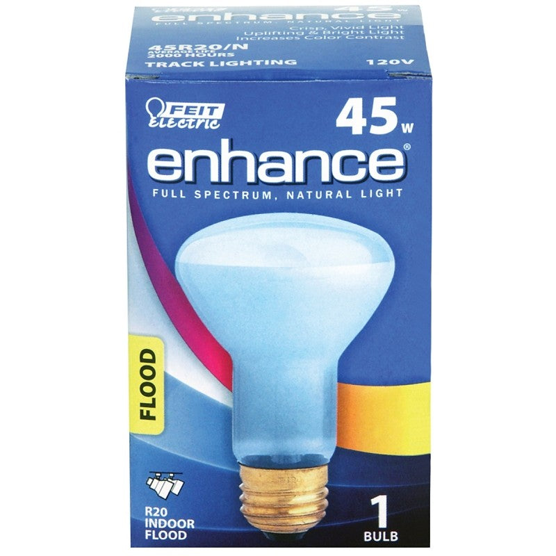 Feit Electric 45R20/N Incandescent Bulb, 50 W, R20 Lamp, Medium E26 Lamp Base, 3000 K Color Temp, 2000 hr Average Life (Pack of 6)