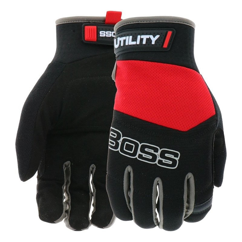 Boss Utility B52304-M Gloves, M, 7-1/8 to 8 in L, Reinforced Thumb, Hook and Loop, Slip-On Cuff, Synthetic Leather