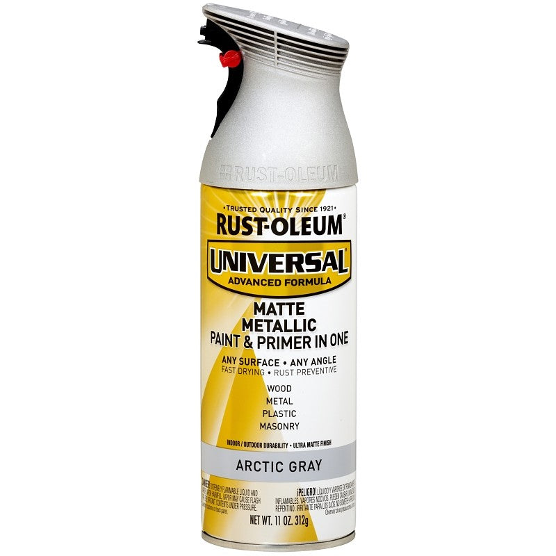 Rust-Oleum 365358 Paint, Matte, Metallic, Artic Gray, 11 oz, Aerosol Can