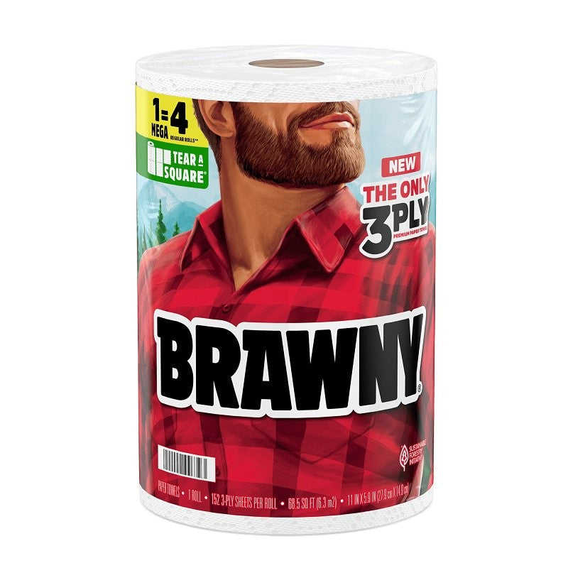 Brawny Tear-A-Square 44672 Paper Towel Roll, 3-Ply (Pack of 6)