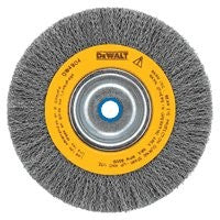 DEWALT DW4905 Wire Wheel Brush, 6 in Dia, 5/8 to 1/2 in Arbor/Shank, Crimped Bristle, 0.014 in Dia Bristle
