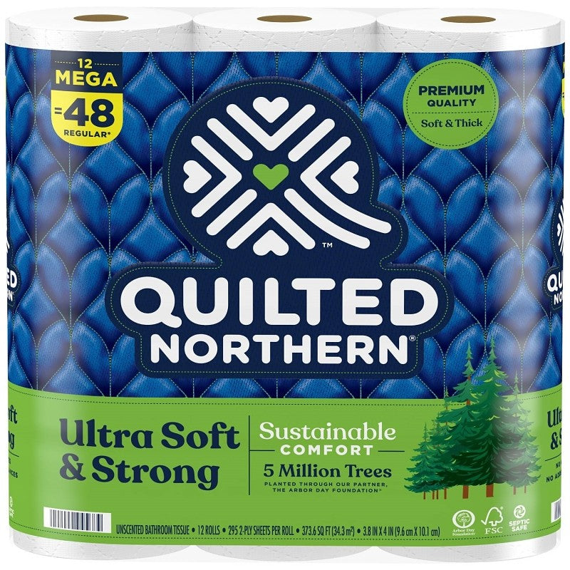 Quilted Northern 94443 Toilet Tissue, 3.8 x 4 in Sheet, 2-Ply, Paper (Pack of 4)