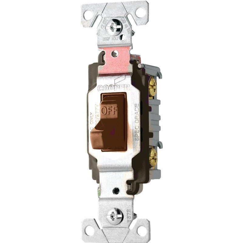 Eaton Wiring Devices CS120B Series Toggle Switch, Brown, 20 A, 120/277 V, Screw Terminal, Nylon Housing Material