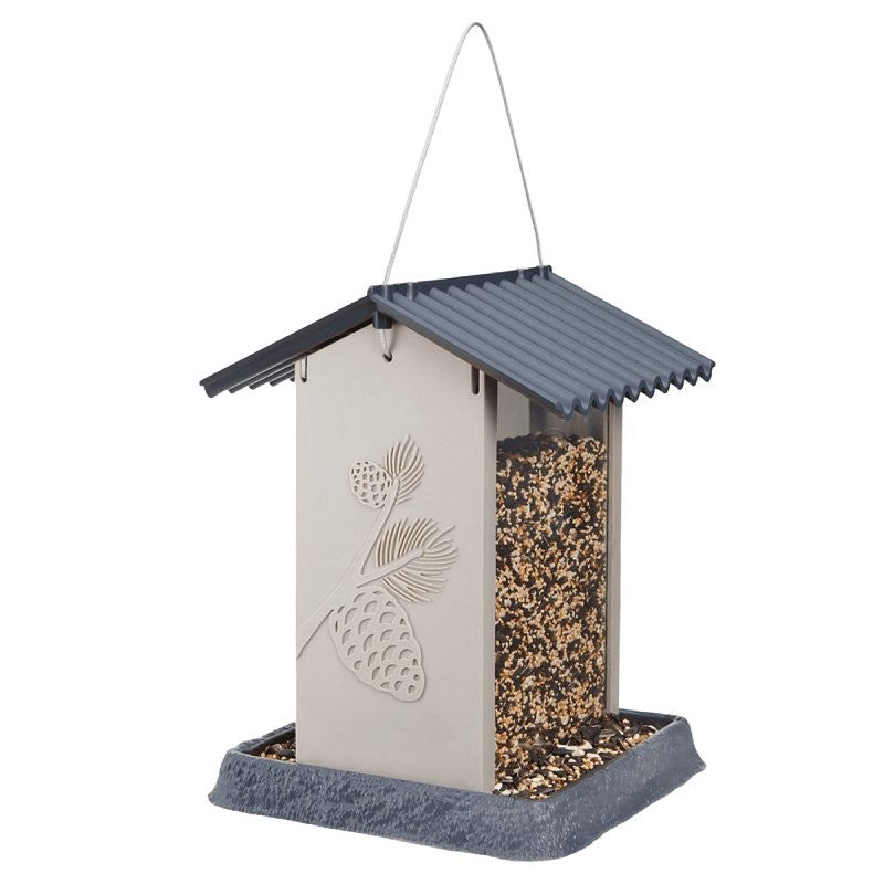 North States Village 9211M Large Hopper Style Bird Feeder, Pinecone, 4.25 lb, Safflower, Wild Bird, Plastic