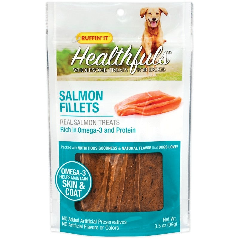 Ruffin'It 08355 Wholesome Dog Treat, 3.5 oz, Ingredients: Salmon Fillets