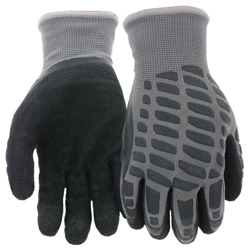 Boss Arctik B93121-XL Work Gloves, Men's, XL, Wing Thumb, Elastic Knit Wrist, Slip-On Cuff, Latex/Polyester, Black
