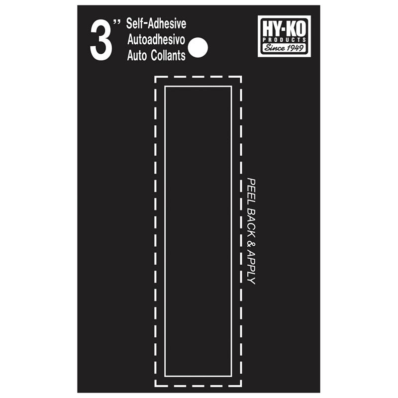 Hy-Ko 30400 Series 30419 Die-Cut Letter, Character: I, 3 in H Character, Black Character, Vinyl (Pack of 10)