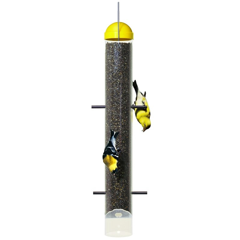 Perky-Pet 399 Thistle Bird Feeder, 19-1/4 in H, 2 lb, Plastic, Bright Yellow/Clear, Hanging Mounting