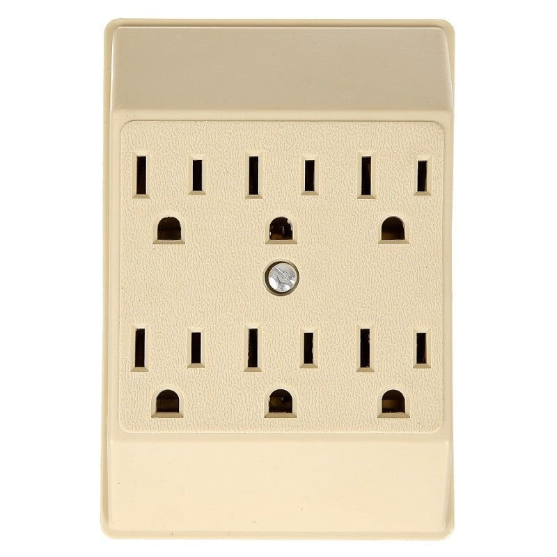 Eaton Wiring Devices C1146V Outlet Adapter, 2 -Pole, 15 A, 125 V, 6 -Outlet, NEMA: NEMA 5-15R, Ivory