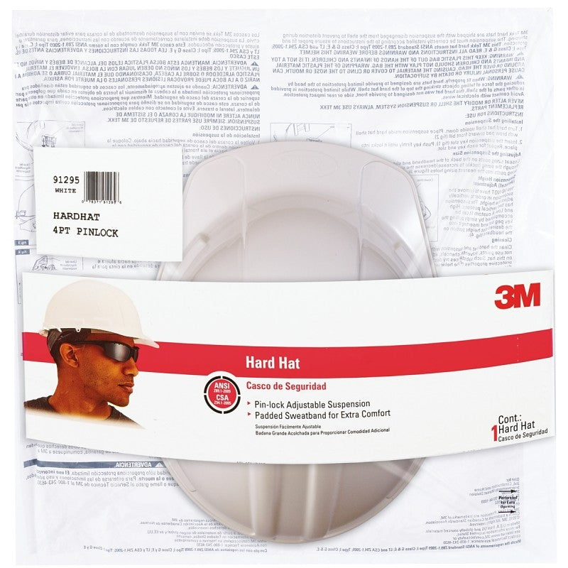 3M CHH-P-W12 Hard Hat, 4-Point Suspension, Polyethylene Shell, White, Class: C, E, G