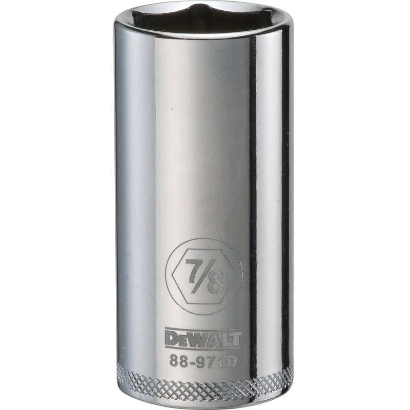DEWALT DWMT88971OSP Drive Socket, 7/8 in Socket, 3/8 in Drive, 6-Point, Vanadium Steel, Polished Chrome