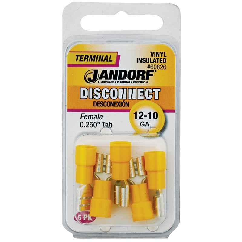 Jandorf 60826 Disconnect Terminal, 12 to 10 AWG Wire, Vinyl Insulation, Copper Contact
