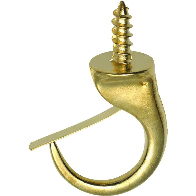 OOK 50361 Mug Hook With Snap Lip, 1-1/4 in L, Brass