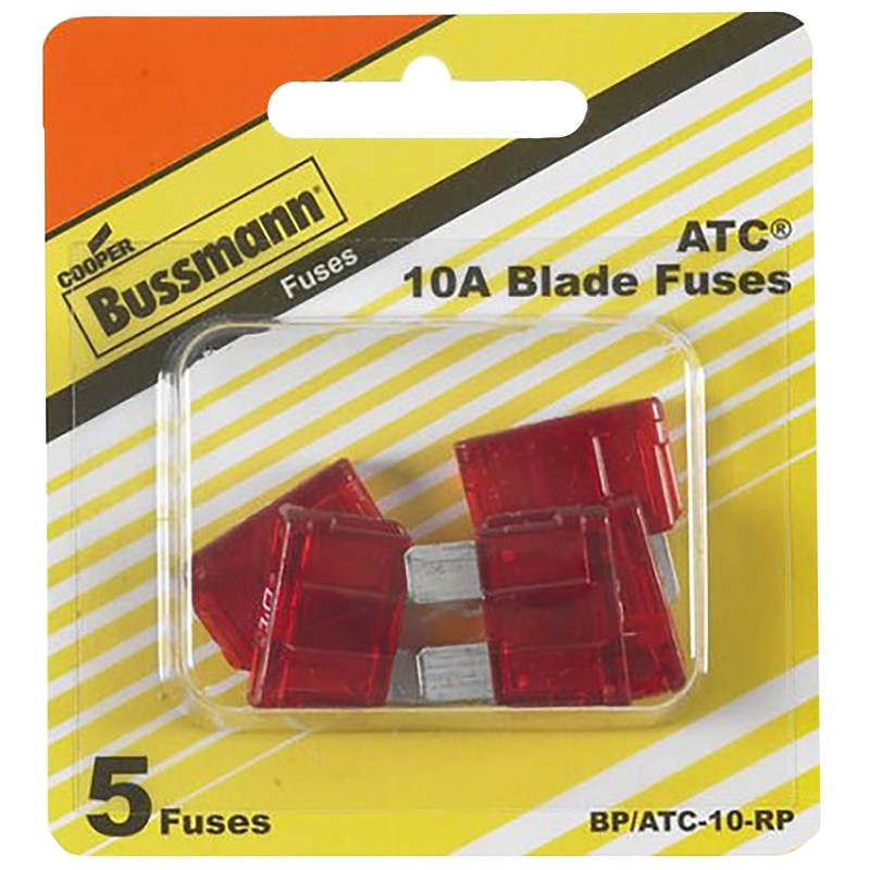 Bussmann BP/ATC-10-RP Automotive Fuse, 1 kA Interrupt, Blade Fuse, 10 A
