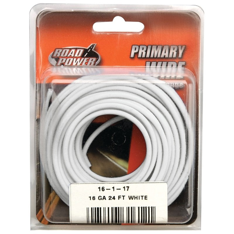 CCI 55667933 Primary Wire, 16 ga Wire, 60 VDC, Copper Conductor, White Sheath, 24 ft L