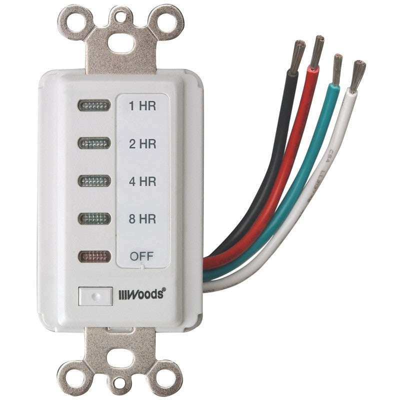 Woods 59013 Countdown Timer, 15 A, 120 V, White, 1800 W, 2, 4, 8, 12 hr Off Time Setting