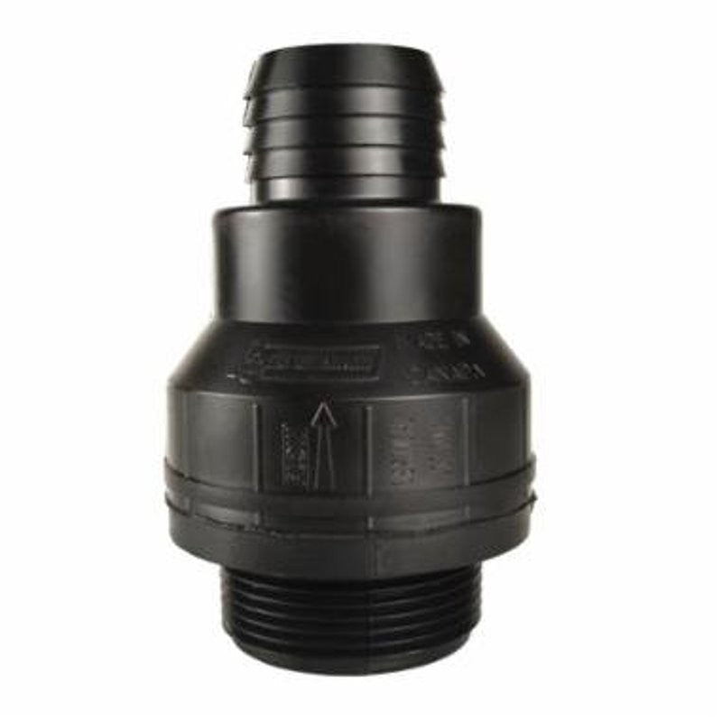 Eco-Flo EFSCV125RS Sump Pump Check Valve, 1-1/2 x 1-1/4 or 1-1/2 in Connection, MPT x Barb or Spigot, Plastic Body