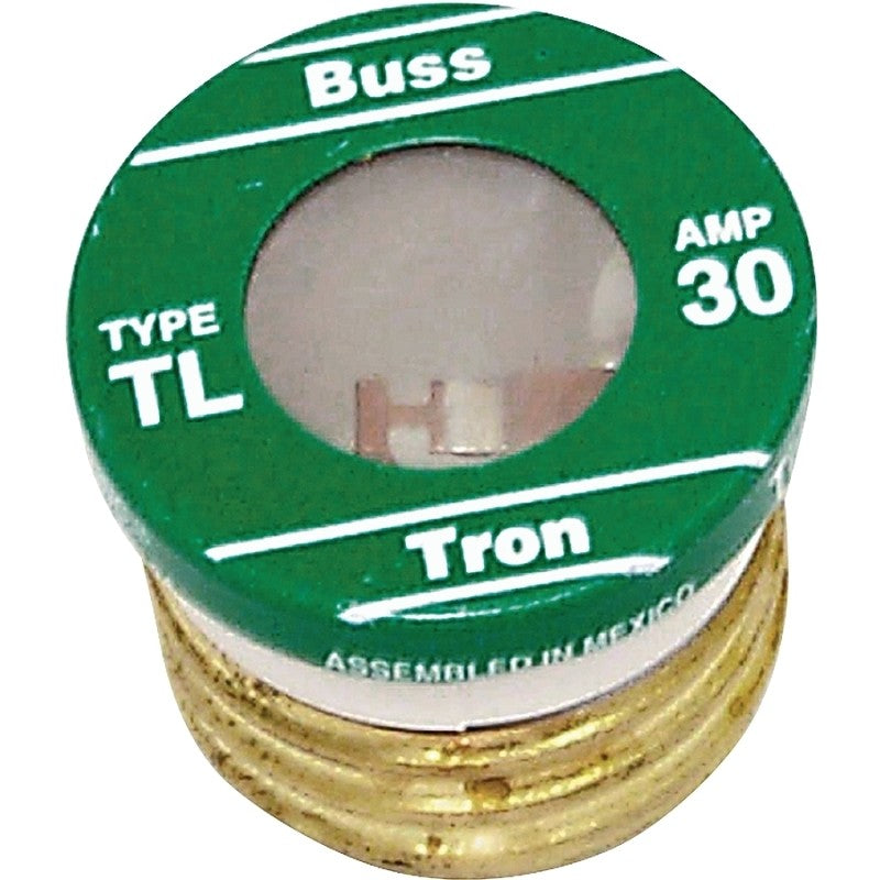 Bussmann BP/TL-30 Plug Fuse, 30 A, 125 V, 10 kA Interrupt, Plastic Body, Time Delay Fuse