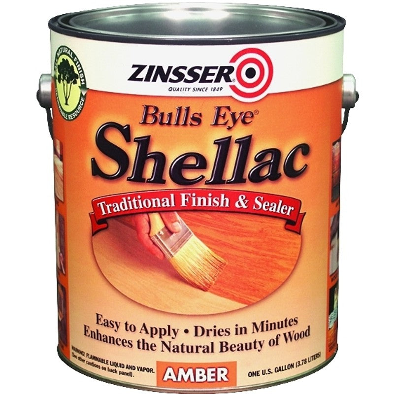 Zinsser 00701 Shellac, Mid-Tone, Amber, Liquid, 1 gal, Can (Pack of 2)