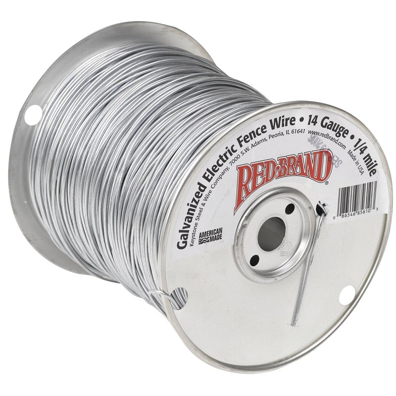 Red Brand 85610 Electric Fence Wire, 14 ga Wire, Steel Conductor, 1/4 mile L