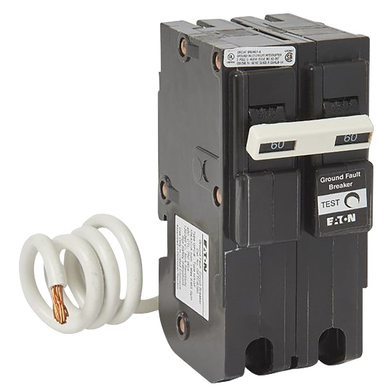 Cutler-Hammer GFTCB260 Circuit Breaker, GFCI, Type GFTCB, 60 A, 2 -Pole, 120/240 V, Plug Mounting