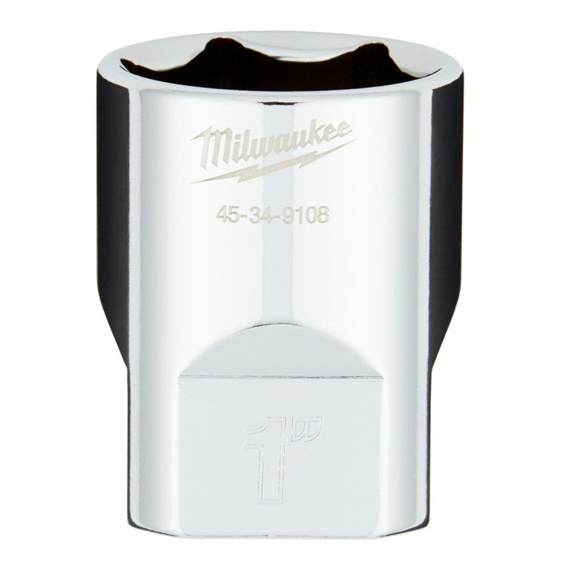 Milwaukee 45-34-9108 Socket, 1 in Socket, 1/2 in Drive, 6-Point, Chrome Vanadium Steel, Chrome