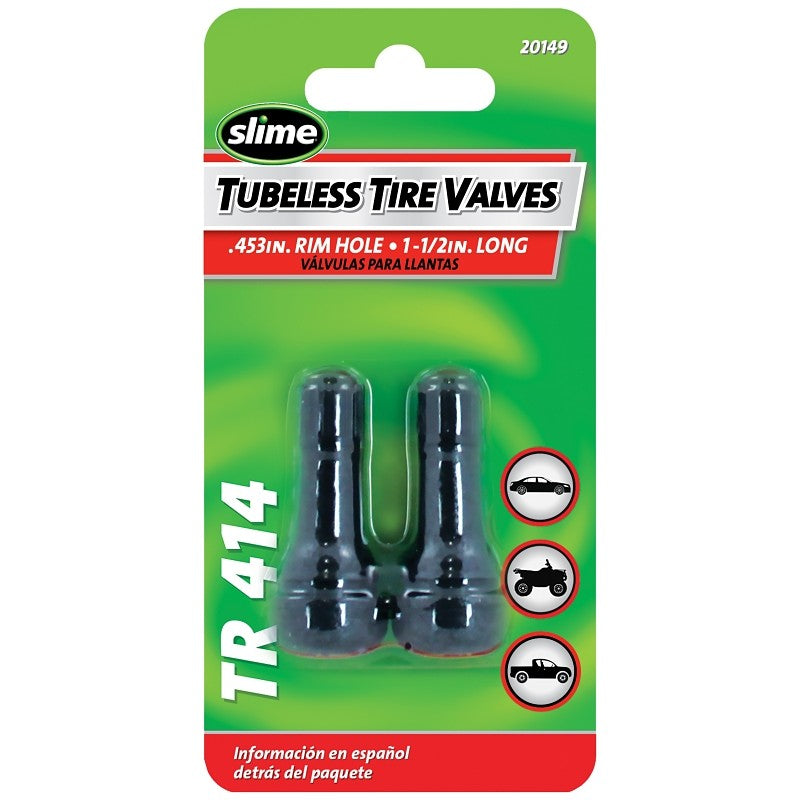 Slime 20149 Tubeless Tire Valve, Rubber, 2 PK, For: TR414 Tires (Pack of 6)