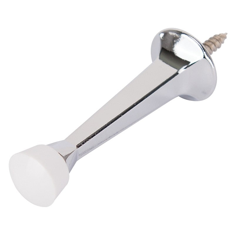 ProSource CL-208C-CH-PS Heavy-Duty Rigid Door Stop, 1 in Dia Base, 3 in Projection, Die-Cast Zinc & Plastic, Chrome