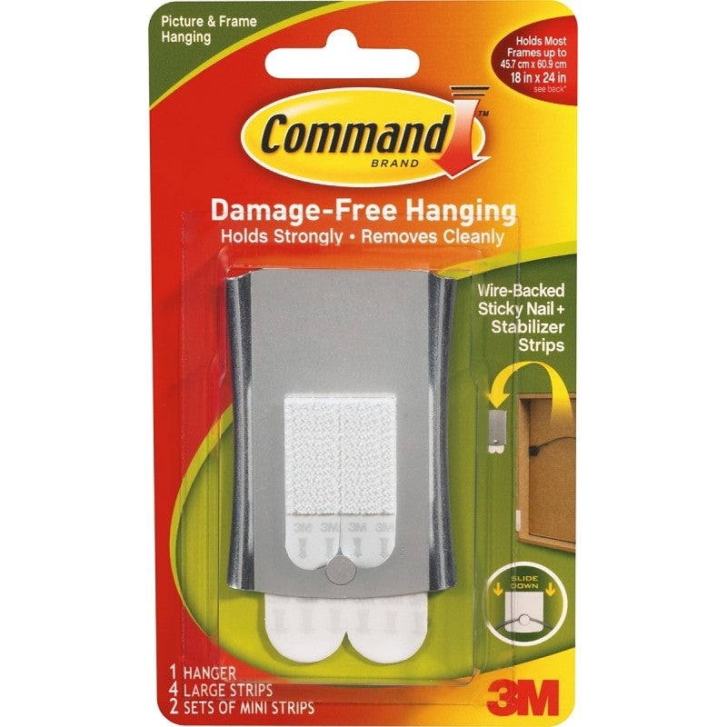 Command 17048 Universal Picture Hanger, 8 lb, Metal, Sticky Nail Mounting