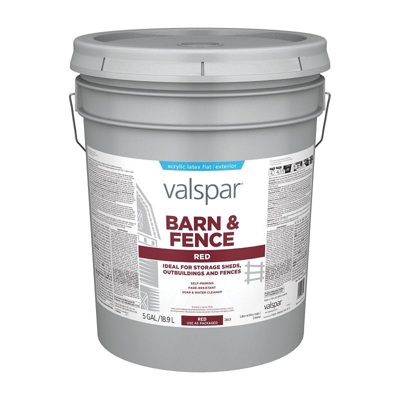 Valspar 018.3125-10.008 Barn and Fence Paint, Red, 5 gal Pail