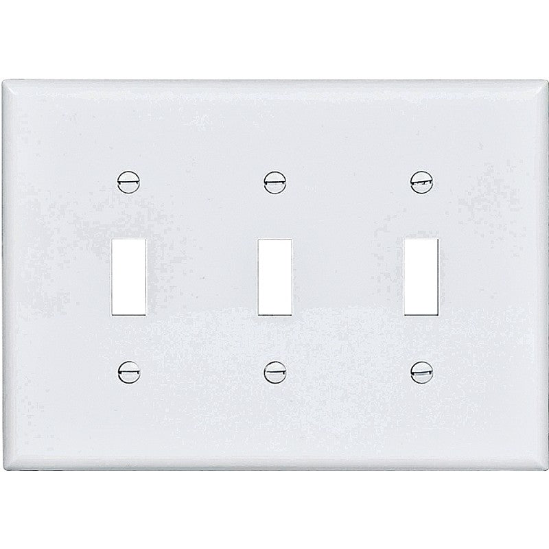 Eaton PJ3W Wallplate, 6-3/4 in L, 4.83 in W, 3-Gang, Polycarbonate, White, High-Gloss (Pack of 15)