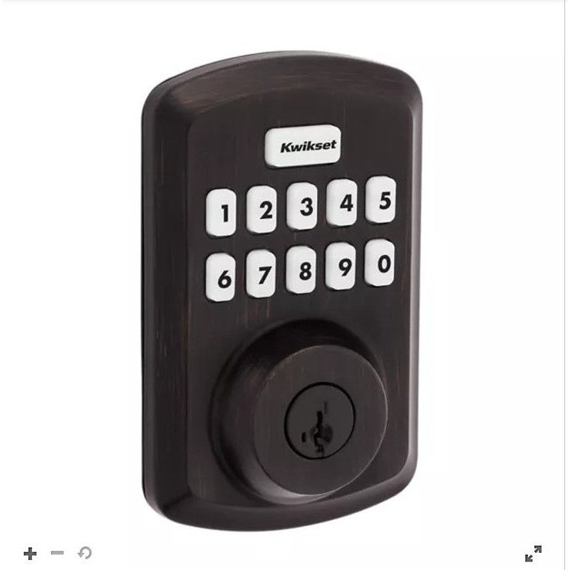 Kwikset Powerbolt 250 992500-003 Keypad Electronic Lock, 3 Grade, Zinc, Venetian Bronze, KW1 Keyway