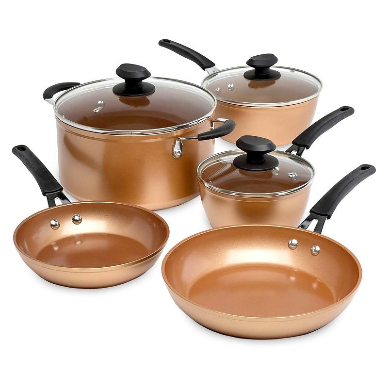 Ecolution Endure Series EUCP-1208 Cookware Set, Aluminum/Stainless Steel, Copper, 8-Piece