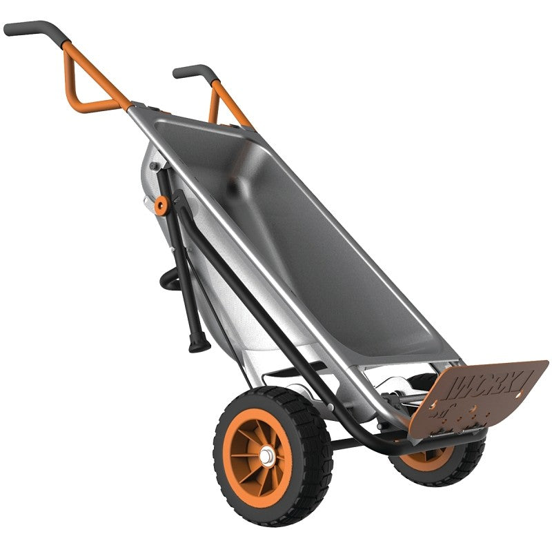 Worx WG050 Yard Cart, 300 lb, Metal Deck, 2-Wheel, 10 in Wheel, Flat-Free Wheel, Comfort-Grip Handle
